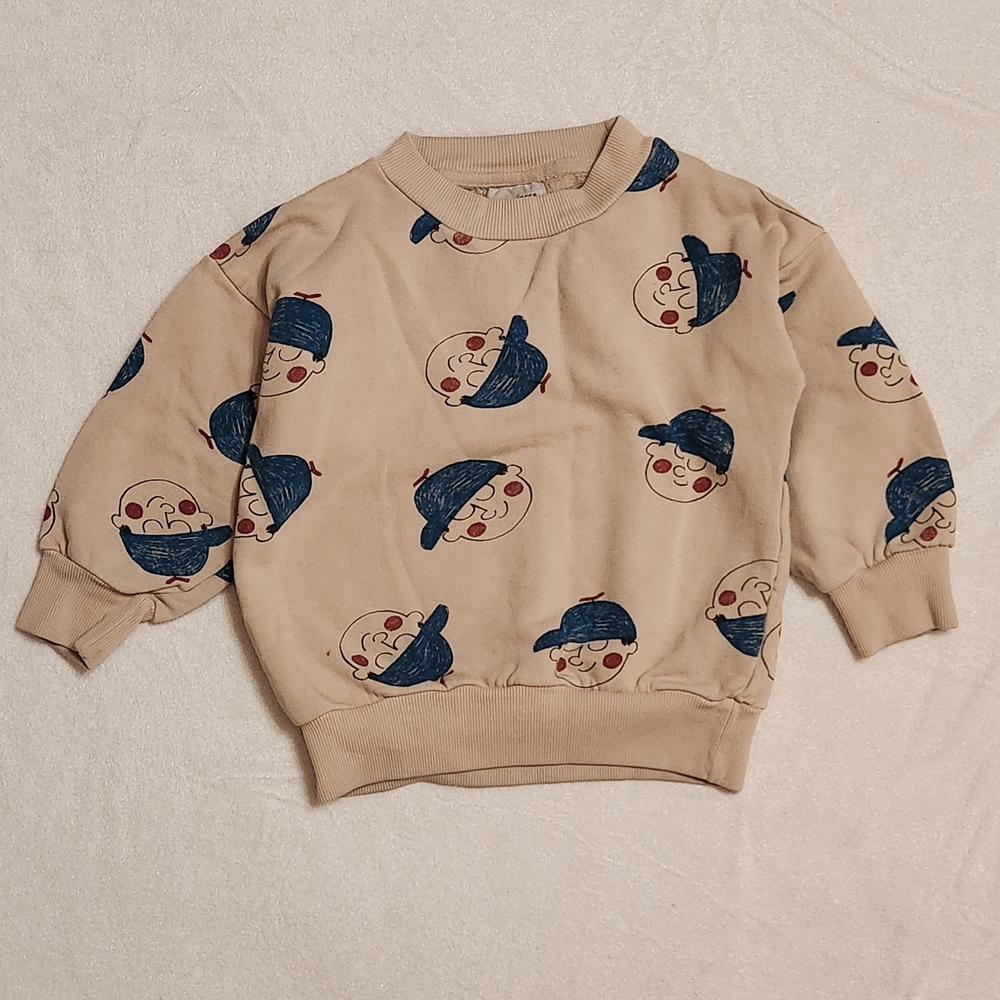 Bobo Choses Beige Sweatshirt with Blue Graphics